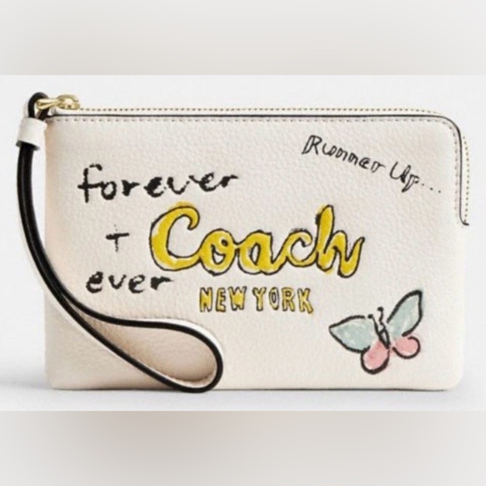 Coach White Wristlet with Butterfly Design NWT - Picture 2 of 4